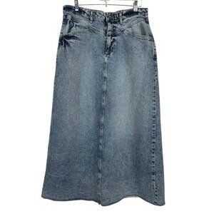 We The Free Come As You Are Denim Maxi Skirt Womens 14 Medium Indigo Boho Hippie